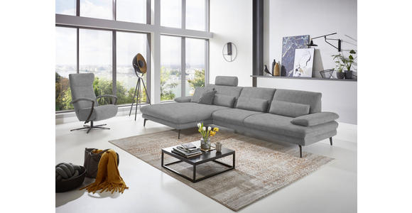ECKSOFA in Velours Hellgrau 180/310 cm - Hellgrau/Schwarz, Design, Textil/Metall (180/310cm) - Dieter Knoll