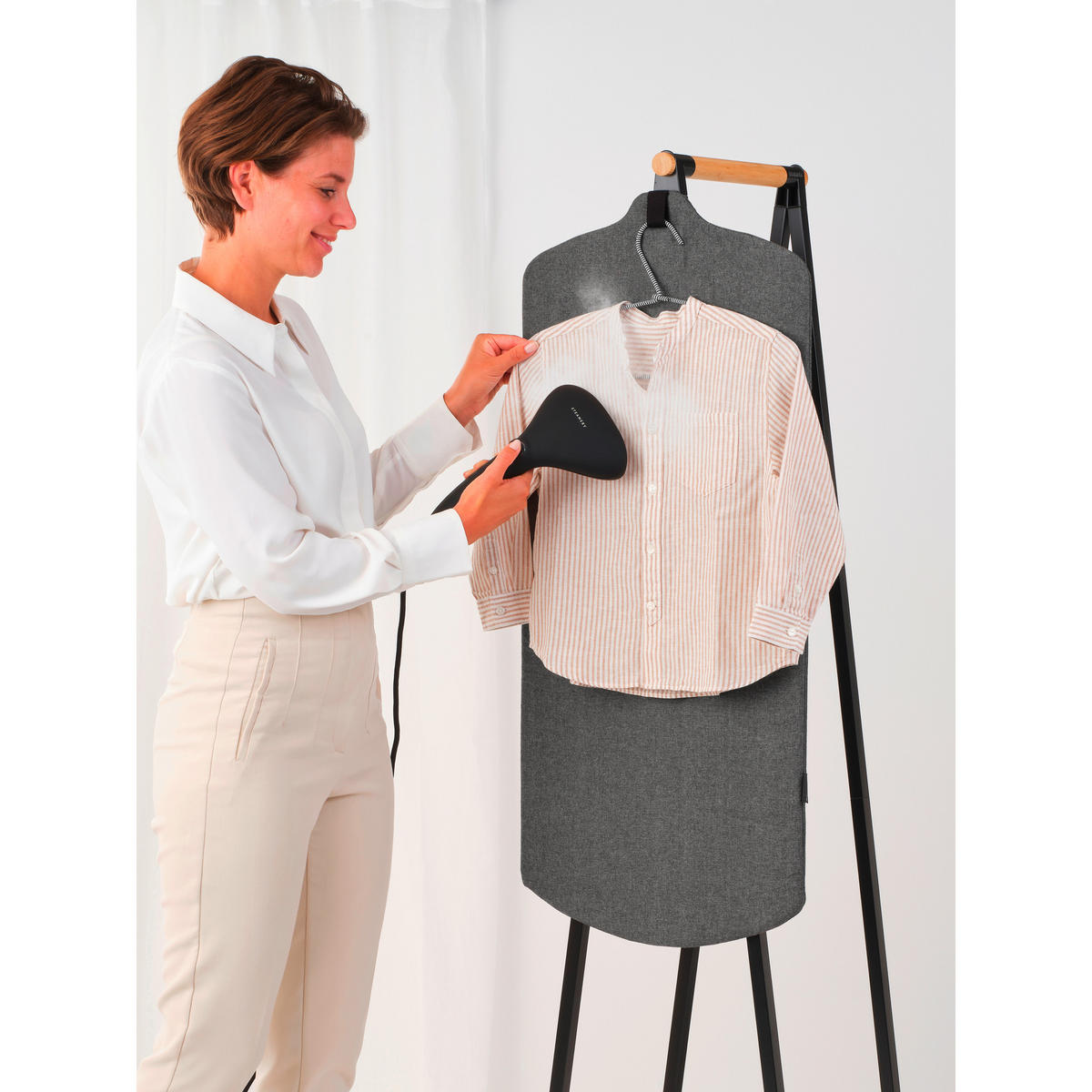 TÜR-DAMPFDECKE - Schwarz, Basics, Textil (42/97/1,8cm) - Brabantia