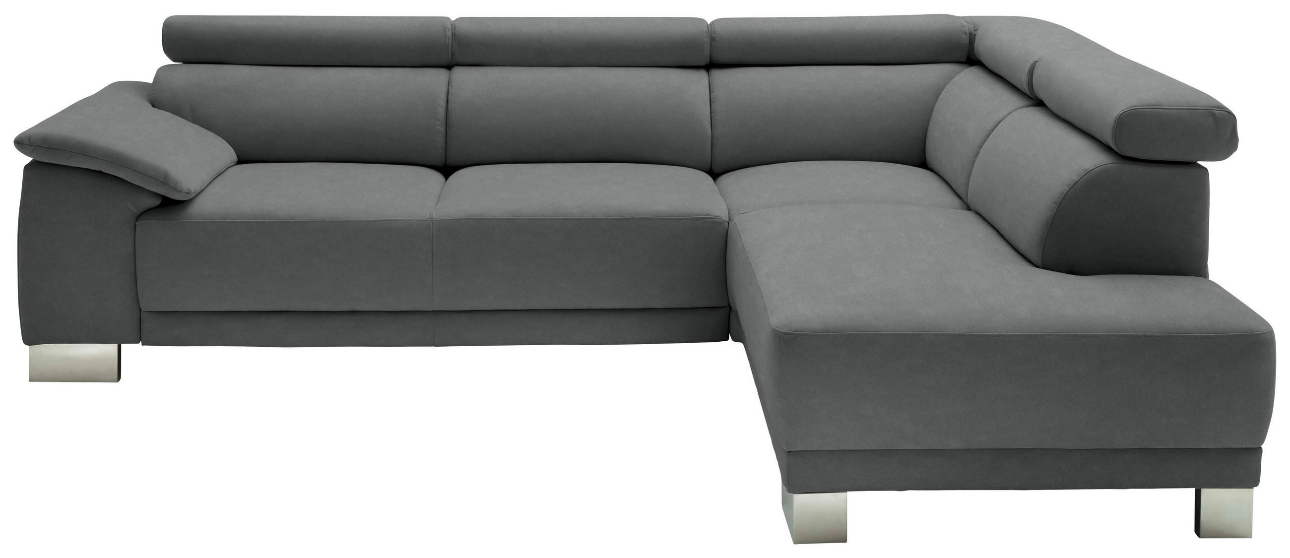 ECKSOFA in Mikrofaser Dunkelgrau  270/205 cm  - Chromfarben/Dunkelgrau, Design, Holz/Textil (270/205cm) - Pure Home Lifestyle