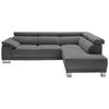 ECKSOFA in Mikrofaser Dunkelgrau  - Chromfarben/Dunkelgrau, Design, Holz/Textil (270/205cm) - Pure Home Lifestyle