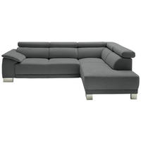 ECKSOFA in Mikrofaser Dunkelgrau  - Chromfarben/Dunkelgrau, Design, Holz/Textil (270/205cm) - Pure Home Lifestyle