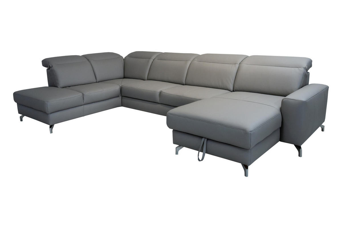 SAROKGARNITÚRA bőr taupe  - taupe, Basics, bőr/fém (217/371/173cm) - Andante