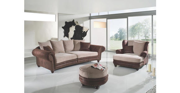 HOCKER in Textil Braun, Beige - Beige/Braun, LIFESTYLE, Holz/Textil (74/50cm) - Landscape