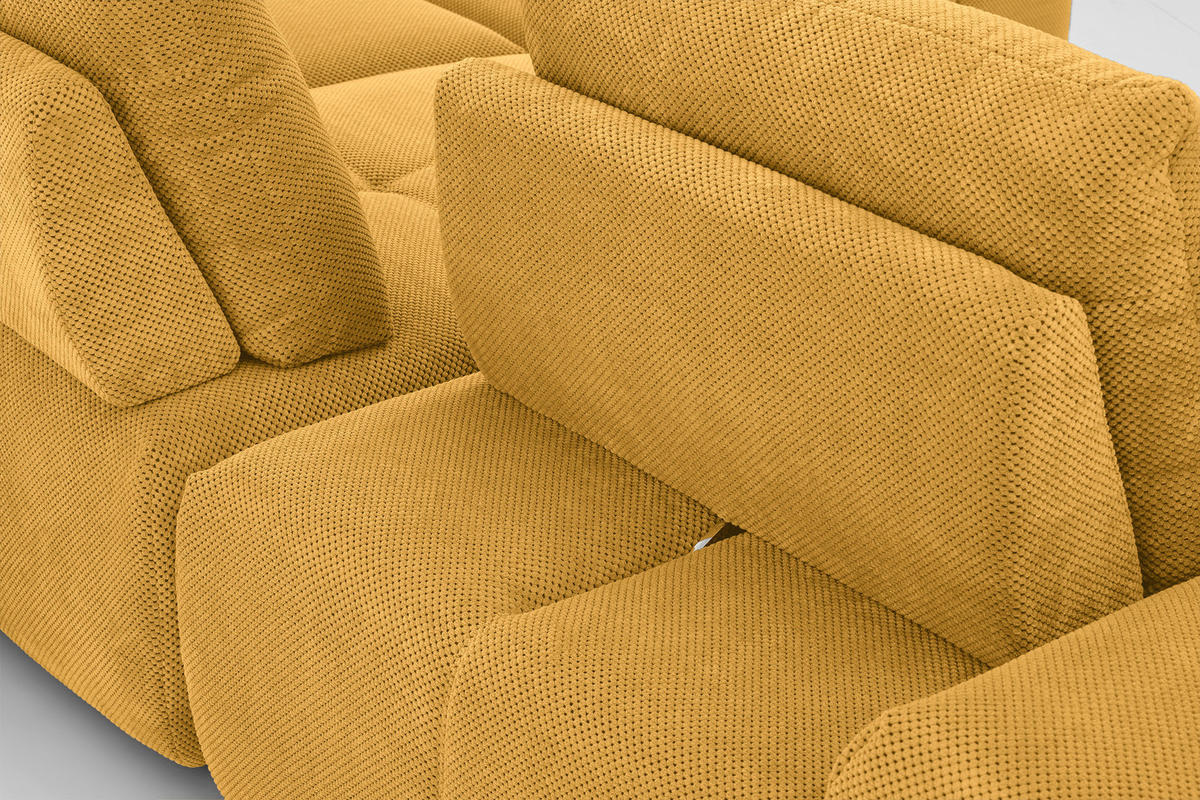 ECKSOFA in Velours Currygelb  - Currygelb/Schwarz, Design, Kunststoff/Textil (326/236cm) - Xora