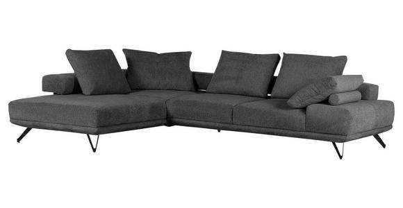 ECKSOFA Dunkelgrau Flachgewebe Rückenkissen, Rücken echt  - Dunkelgrau/Schwarz, KONVENTIONELL, Textil/Metall (240/310cm) - Carryhome