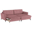 ECKSOFA in Flachgewebe, Leinenoptik Rosa  - Schwarz/Rosa, Design, Textil/Metall (242/170cm) - Xora