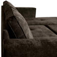 ECKSOFA  in Flachgewebe Dunkelbraun  - Dunkelbraun/Schwarz, KONVENTIONELL, Textil/Metall (252/162cm) - Carryhome