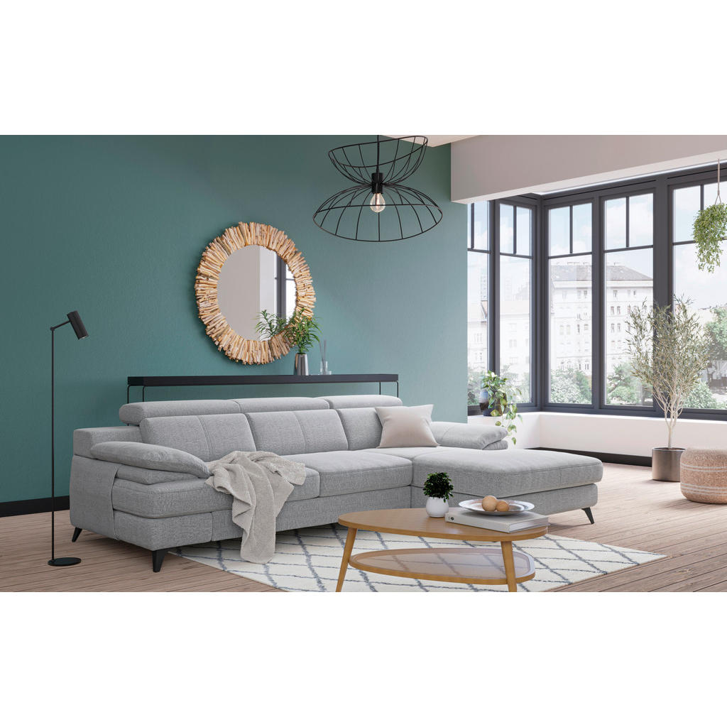 Thumbnail - Livetastic Ecksofa, Silber, Textil, 3-Sitzer, Ottomane rechts, L-Form, 291x80-98x178 cm, Made in EU, seitenverkehrt erhä...