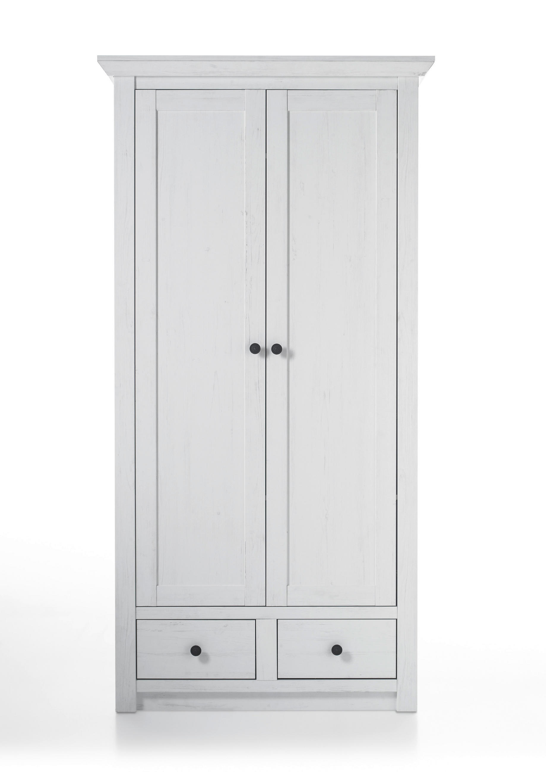 GARDEROBENSCHRANK  in 105/206/45 cm  - Schwarz/Weiß, ROMANTIK / LANDHAUS, Holzwerkstoff/Metall (105/206/45cm) - Modante
