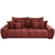 BIGSOFA in Samt Hellrot  - Hellrot/Schwarz, KONVENTIONELL, Holz/Textil (280/67/120cm) - Carryhome