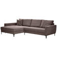 ECKSOFA Dunkelbraun Velours  - Dunkelbraun/Schwarz, Design, Textil/Metall (174/283cm) - Xora