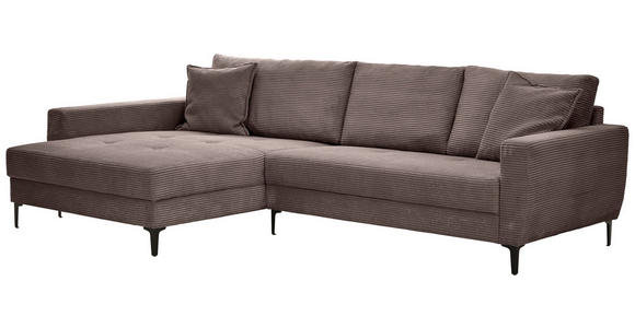 ECKSOFA Dunkelbraun Velours  - Dunkelbraun/Schwarz, Design, Textil/Metall (174/283cm) - Xora