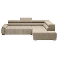 HÖRNSOFFA i chenille, vävt tyg beige  - beige/svart, Modern, textil/plast (283/106cm) - MID.YOU