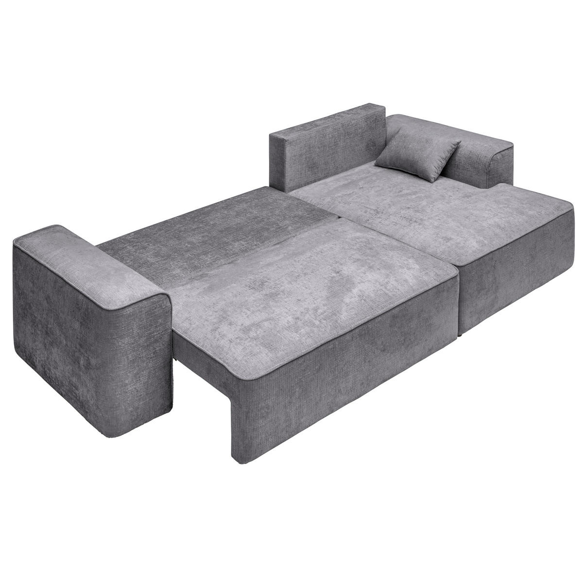 ECKSOFA in Plüsch Hellgrau  - Blaugrau/Hellgrau, Design, Kunststoff/Textil (288/152cm) - Xora