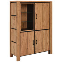 HIGHBOARD  in 115/150/40 cm  - Schwarz/Akaziefarben, Natur, Glas/Holz (115/150/40cm) - Livetastic