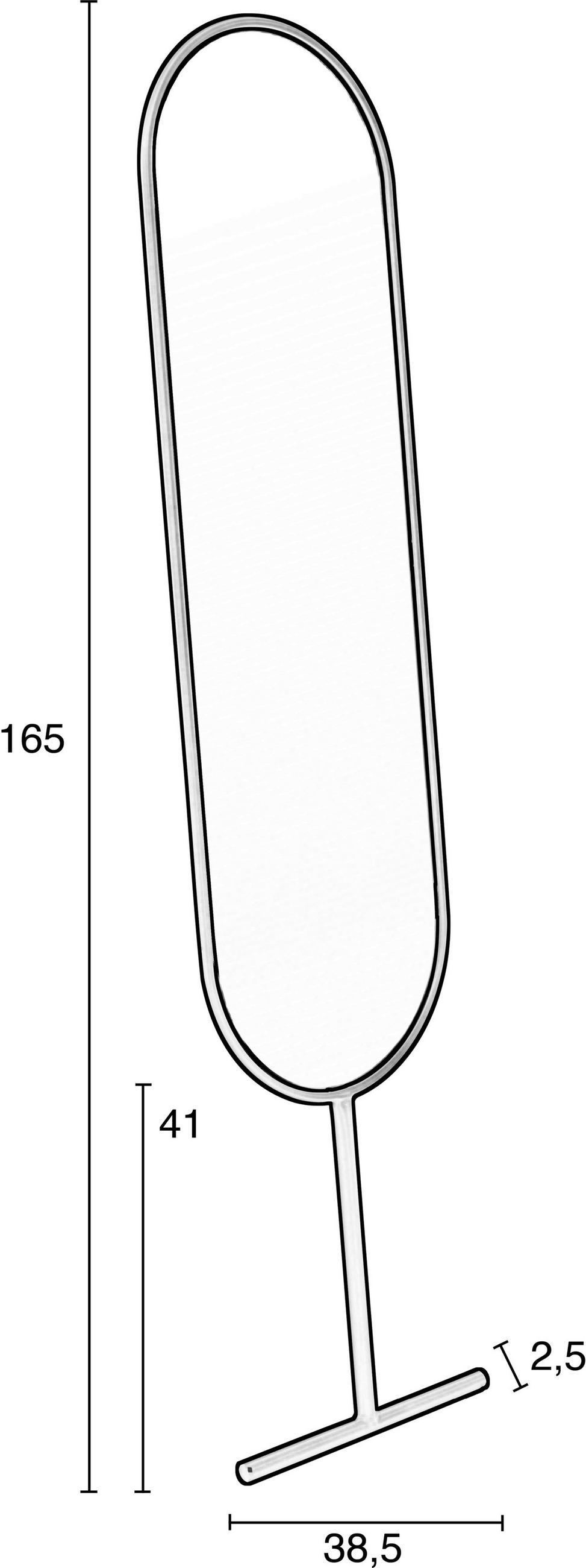 STANDSPIEGEL 38,5/165/2,5 cm  - Schwarz, Basics, Glas/Metall (38,5/165/2,5cm) - Zuiver