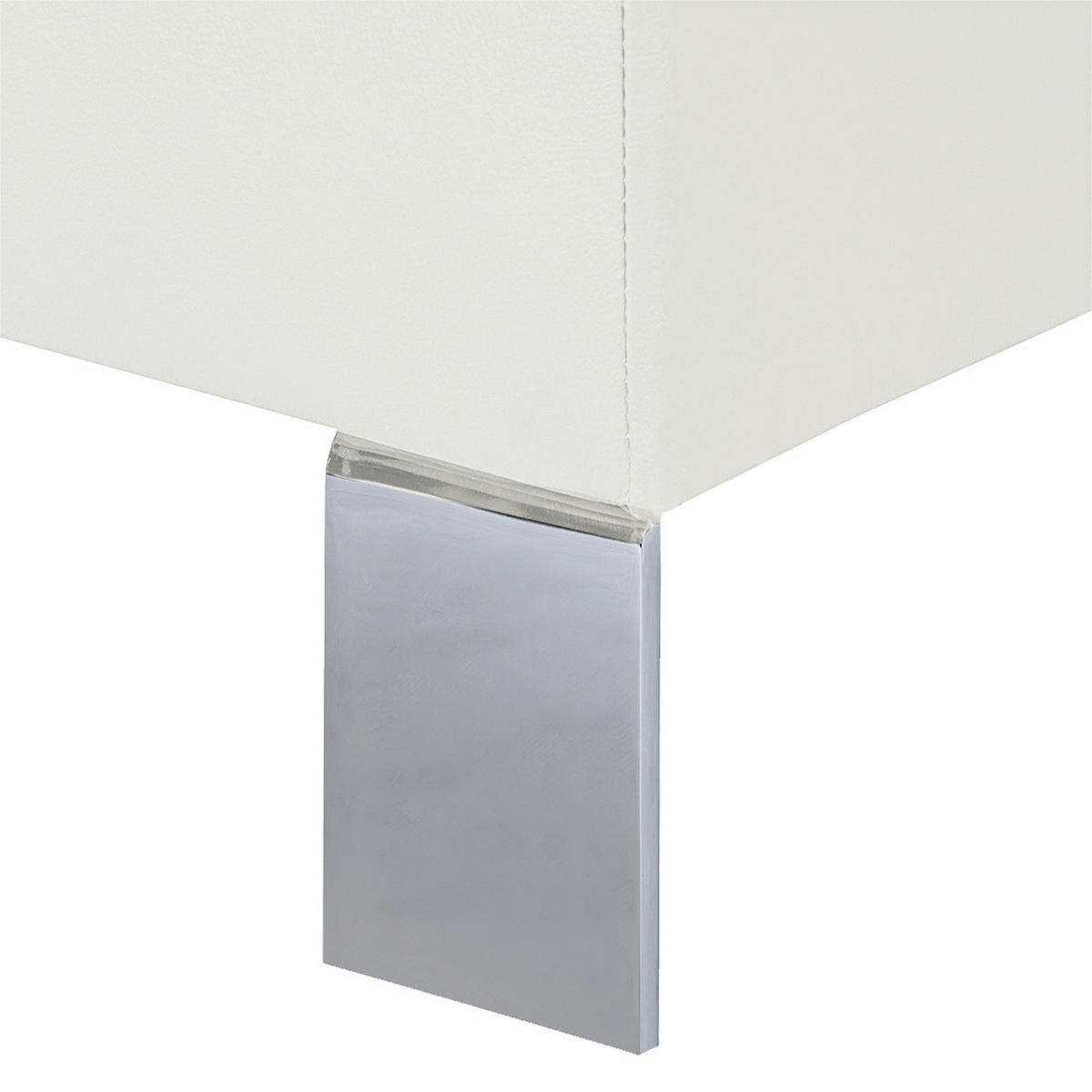 HOCKER in Leder Weiß  - Chromfarben/Weiß, Design, Leder/Metall (91/44/57cm) - Livetastic