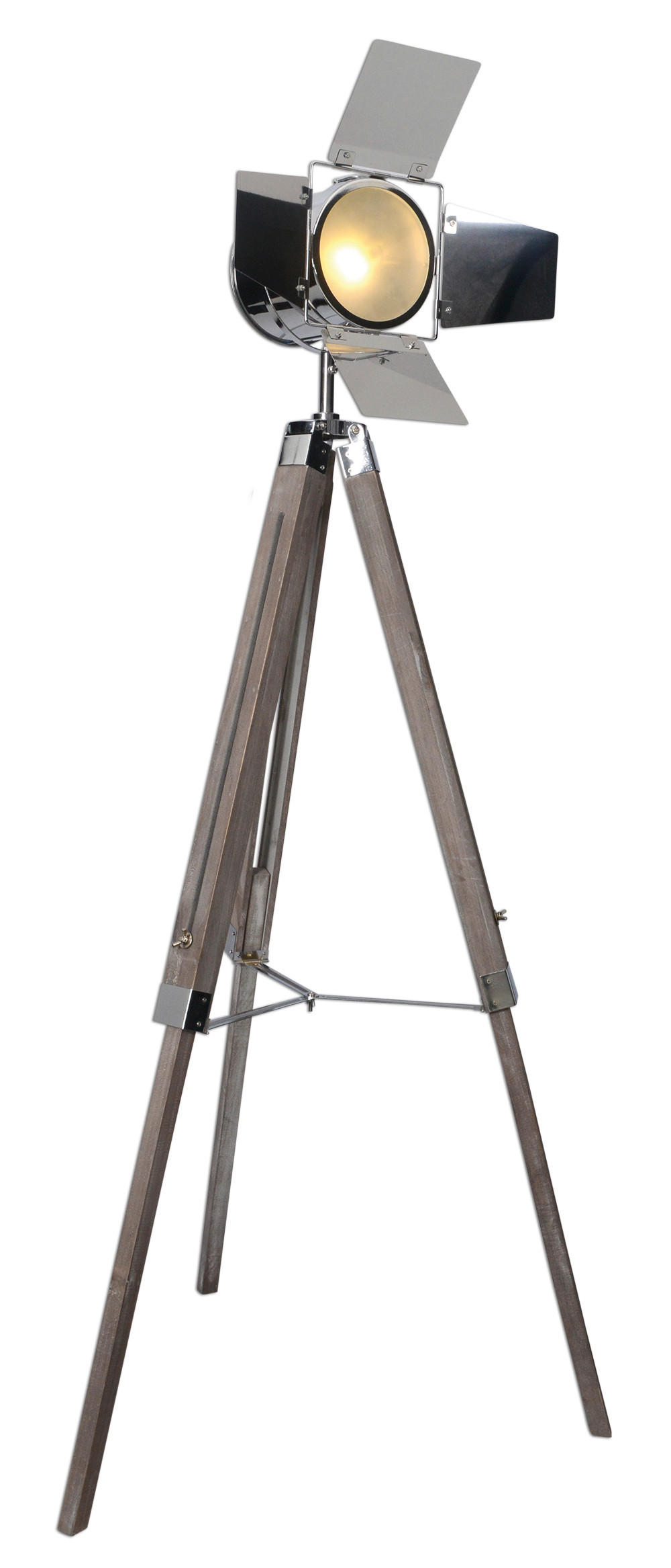STEHLEUCHTE  - Chromfarben/Braun, Design, Holz/Metall (71/100-140cm) - Näve