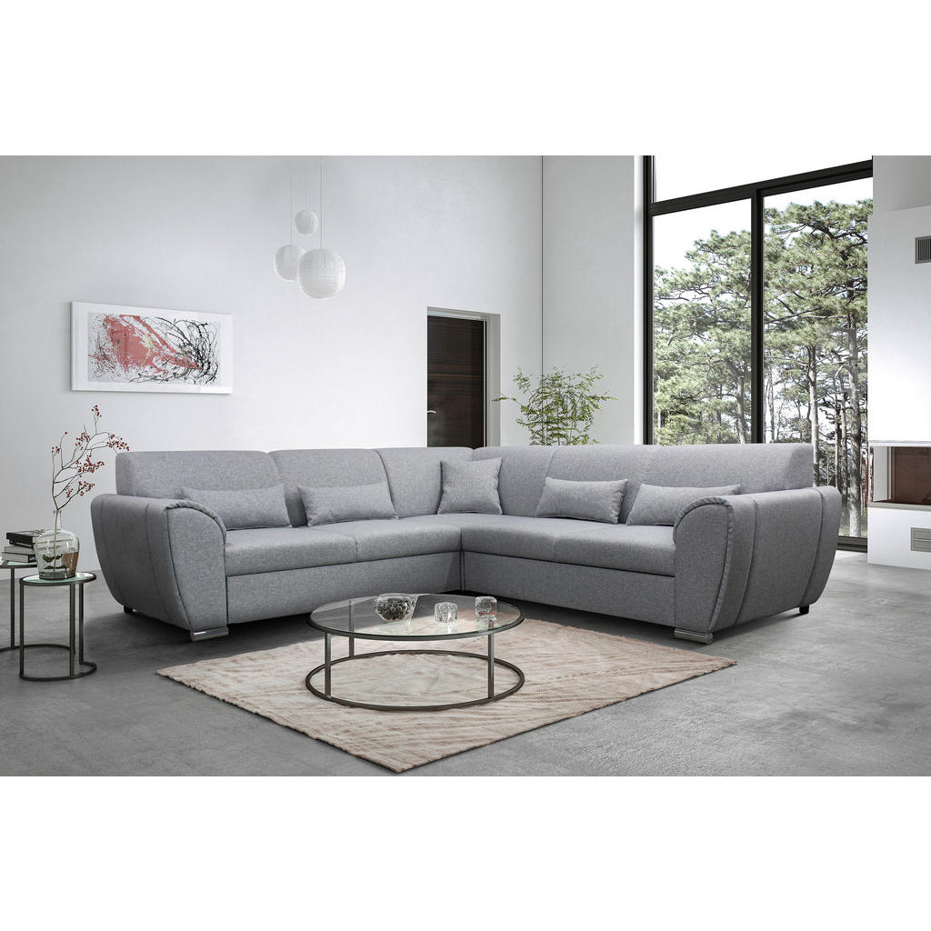 Thumbnail - Livetastic Ecksofa, Hellgrau, Textil, 5-Sitzer, Füllung: Schaumstoff, Ottomane rechts, L-Form, 266x266 cm, Made in EU, R...