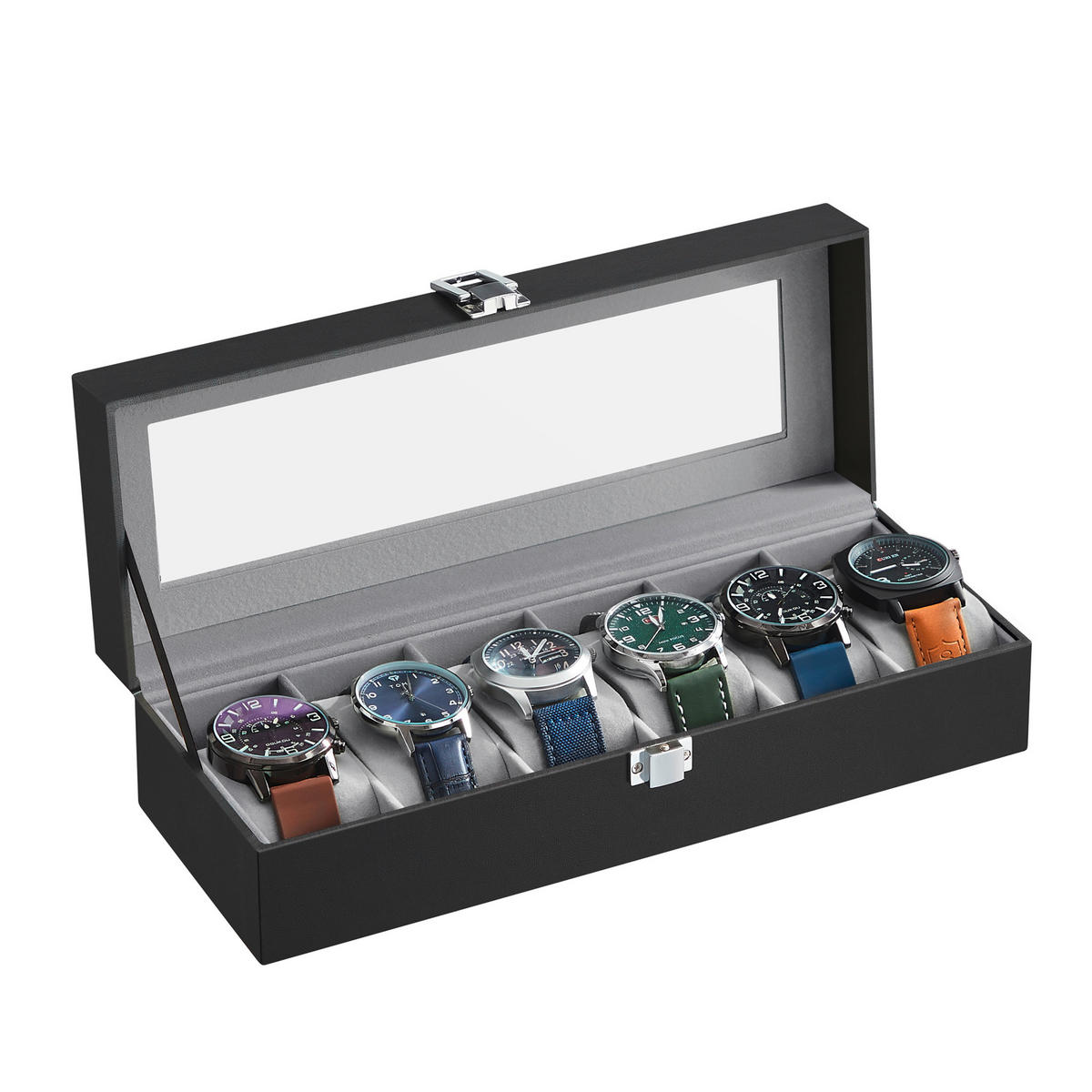 UHRENBOX - Schwarz, Basics, Glas/Holzwerkstoff (30/8/11,2cm)