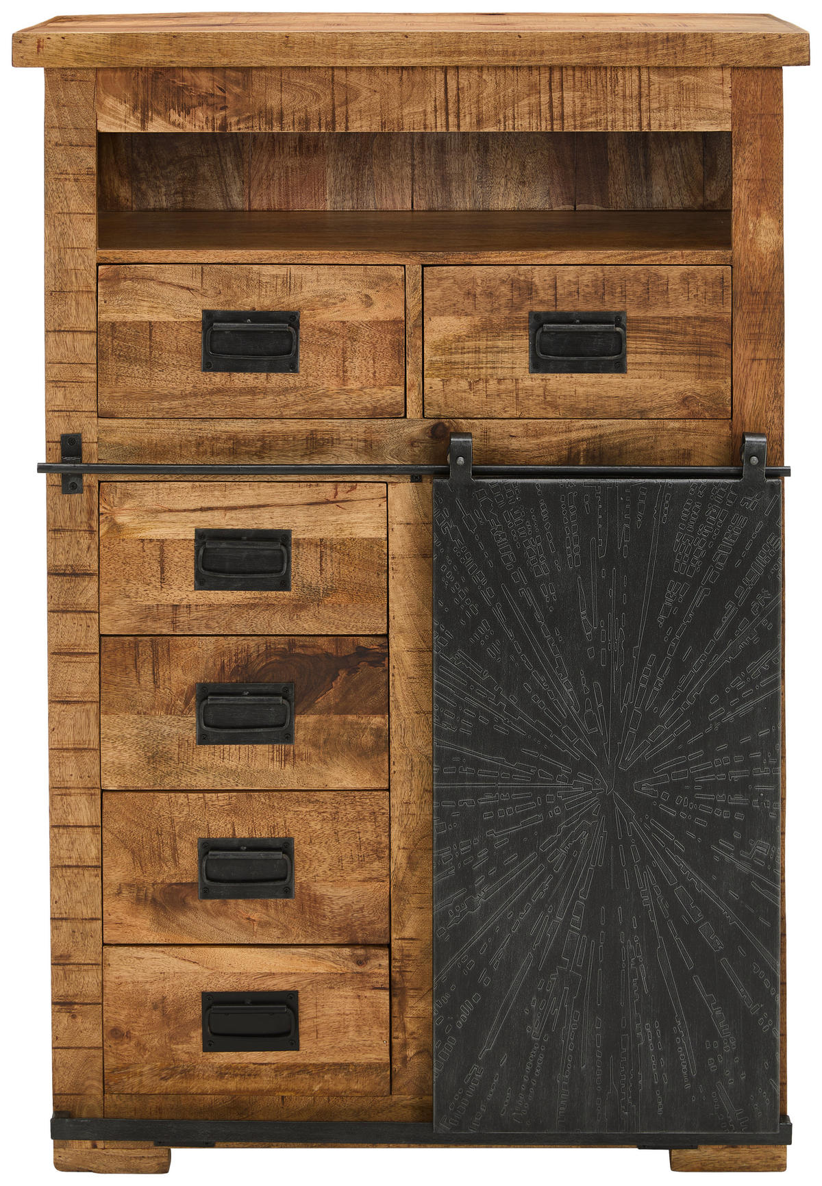 HIGHBOARD  in 90/130/40 cm  - Schwarz/Naturfarben, Design, Holz/Metall (90/130/40cm) - Ambia Home