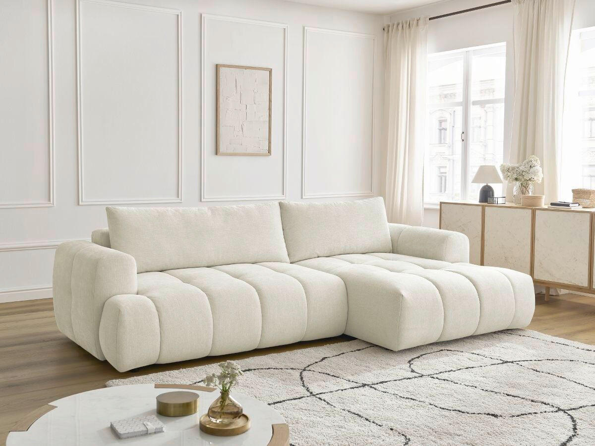 ECKSCHLAFSOFA FUJI Leinenoptik Beige  inkl.  - Beige/Schwarz, MODERN, Kunststoff/Textil (292/160cm)