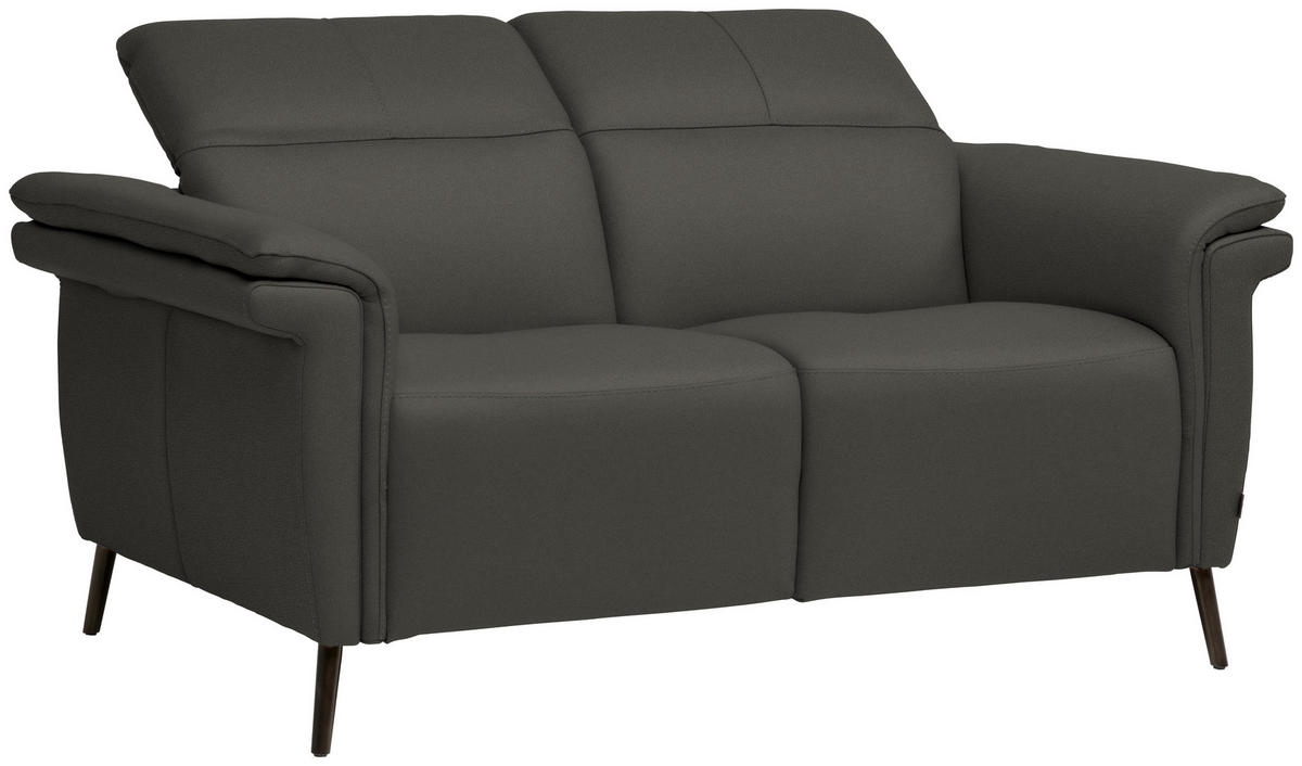 2-SITZER-SOFA  in Echtleder Anthrazit   - Anthrazit/Schwarz, Design, Leder/Metall (162/79/104cm) - Belluti