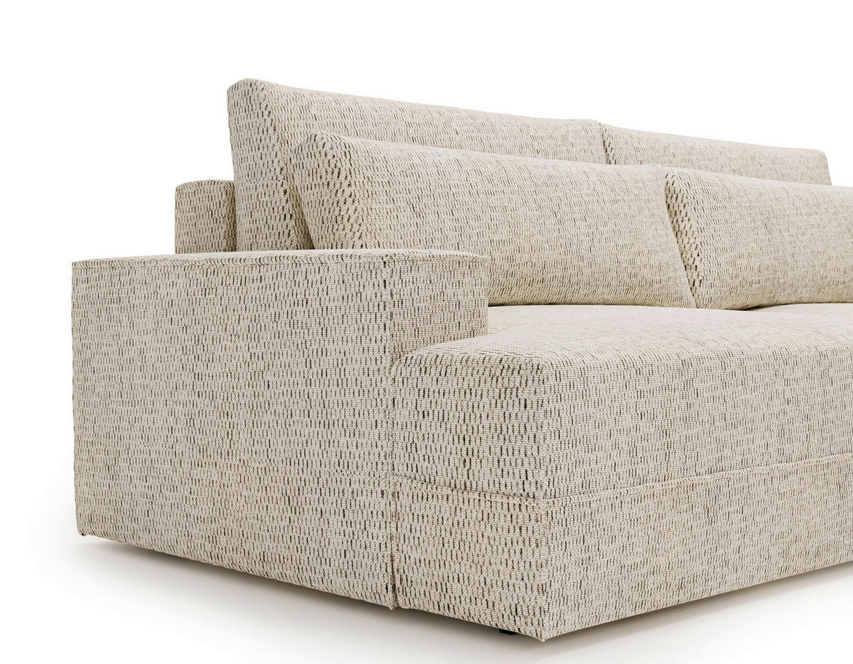 ECKSOFA in Struktur Beige  - Beige/Schwarz, Design, Kunststoff/Textil (272/156cm) - Livetastic