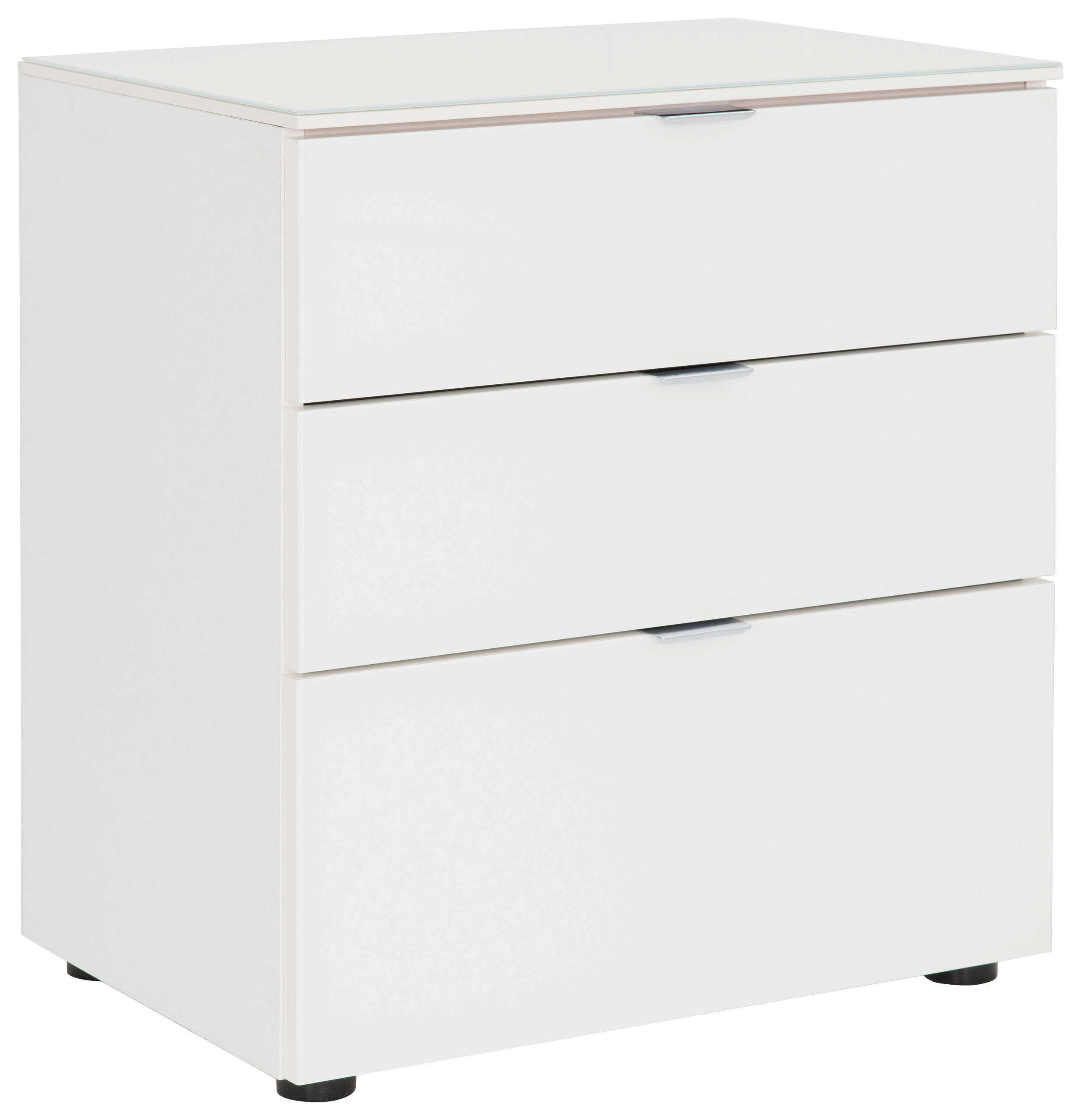 NACHTSCHRANK 58/62.5/40 cm  - Chromfarben/Schwarz, Design, Glas/Holzwerkstoff (58/62.5/40cm) - Moderano