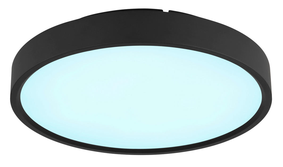 LED-DECKENLEUCHTE Jess 39/7,7 cm  - Opal/Schwarz, Design, Kunststoff/Metall (39/7,7cm) - Globo