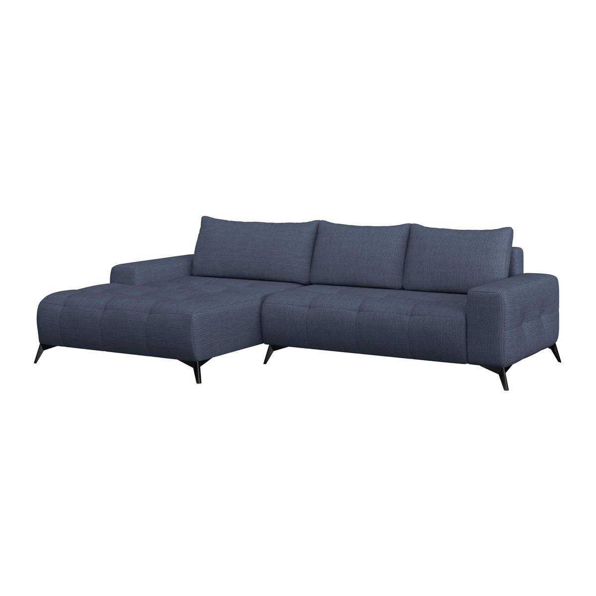 ECKSOFA MAURO Blau Flachgewebe  - Blau/Schwarz, Trend, Textil/Metall (175/290cm) - MID.YOU