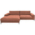 ECKSOFA Ottomane links  Rostfarben Feincord  - Rostfarben/Schwarz, Design, Textil/Metall (207/293cm) - Dieter Knoll
