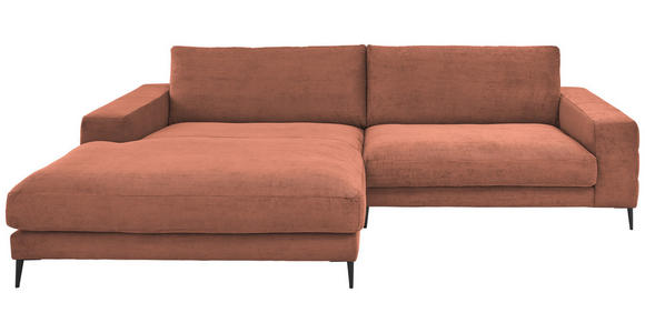 ECKSOFA Ottomane links  Rostfarben Feincord  - Rostfarben/Schwarz, Design, Textil/Metall (207/293cm) - Dieter Knoll
