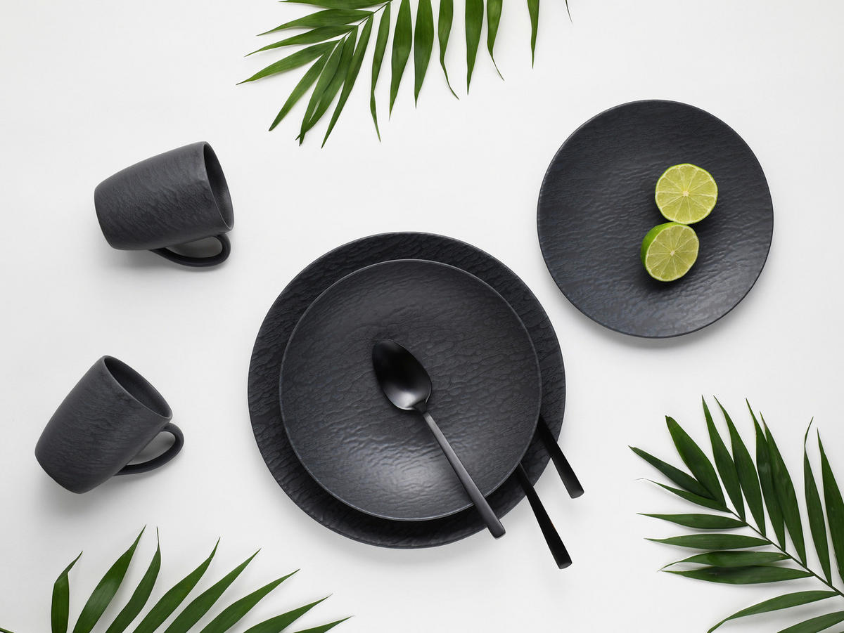 TAFELSERVICE Schwarz 12-teilig  - Schwarz, MODERN, Keramik (43/40/37cm) - Creatable