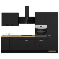 KÜCHENBLOCK 300 cm   in Schwarz, Eichefarben  - Edelstahlfarben/Eichefarben, MODERN, Holzwerkstoff/Metall (300cm) - Nobilia