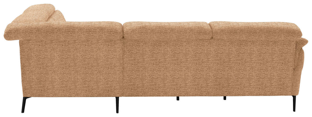 ECKSOFA in Struktur Cognac  - Cognac/Schwarz, Modern, Textil/Metall (275/235cm) - Cantus