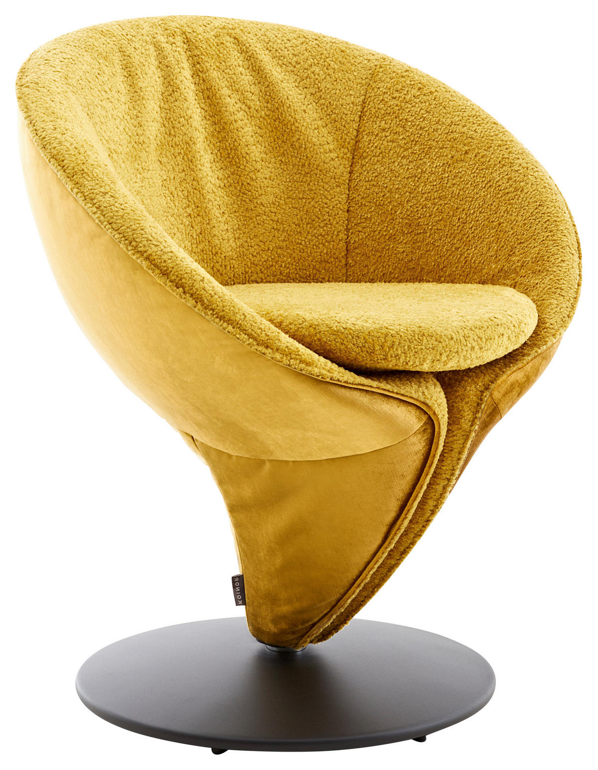 STUHL  Beinauswahl, Lederauswahl, Stoffauswahl, Typenauswahl, Sitzfläche 360° drehbar Velours, Bouclé  - Gelb/Nickelfarben, Design, Textil/Metall (70/82/65cm) - Koinor