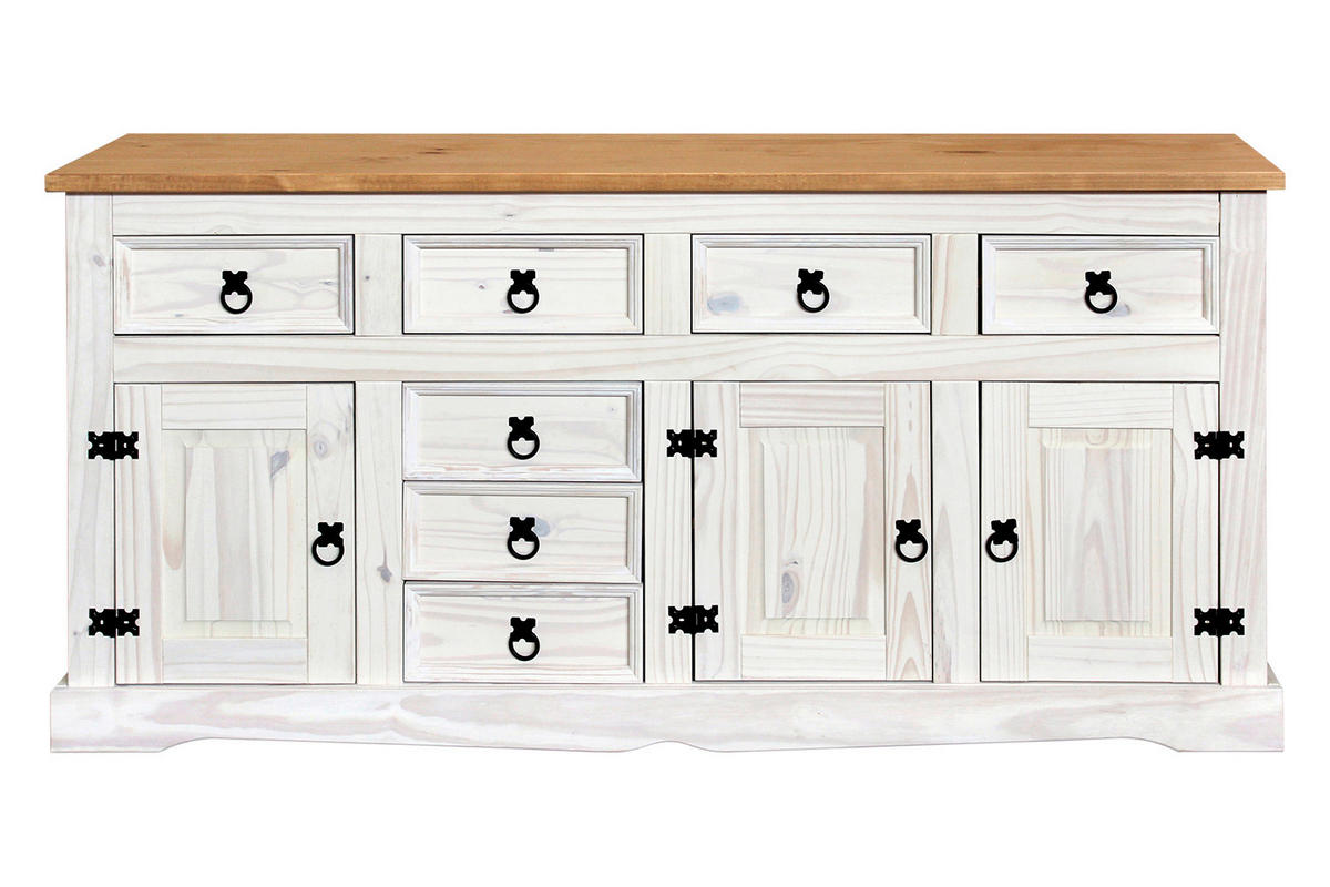 SIDEBOARD 174/84/44 cm  - Schwarz/Weiß, Natur, Holz (174/84/44cm) - Livetastic