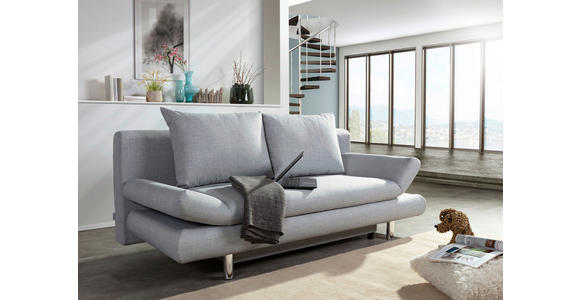 SCHLAFSOFA Flachgewebe Hellgrau - Chromfarben/Hellgrau, Design, Kunststoff/Textil (194/73/91cm) - Xora