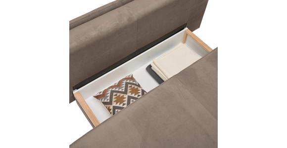 BOXSPRINGSOFA Cord Taupe - Taupe/Schwarz, Design, Textil/Metall (200/100/108cm) - Novel