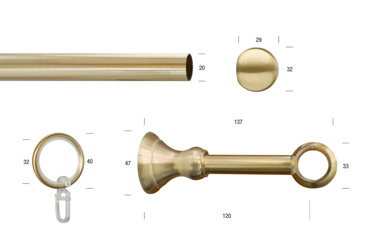 RUNDSTANGENGARNITUR  320 cm  - Messingfarben, Basics, Metall (320cm)