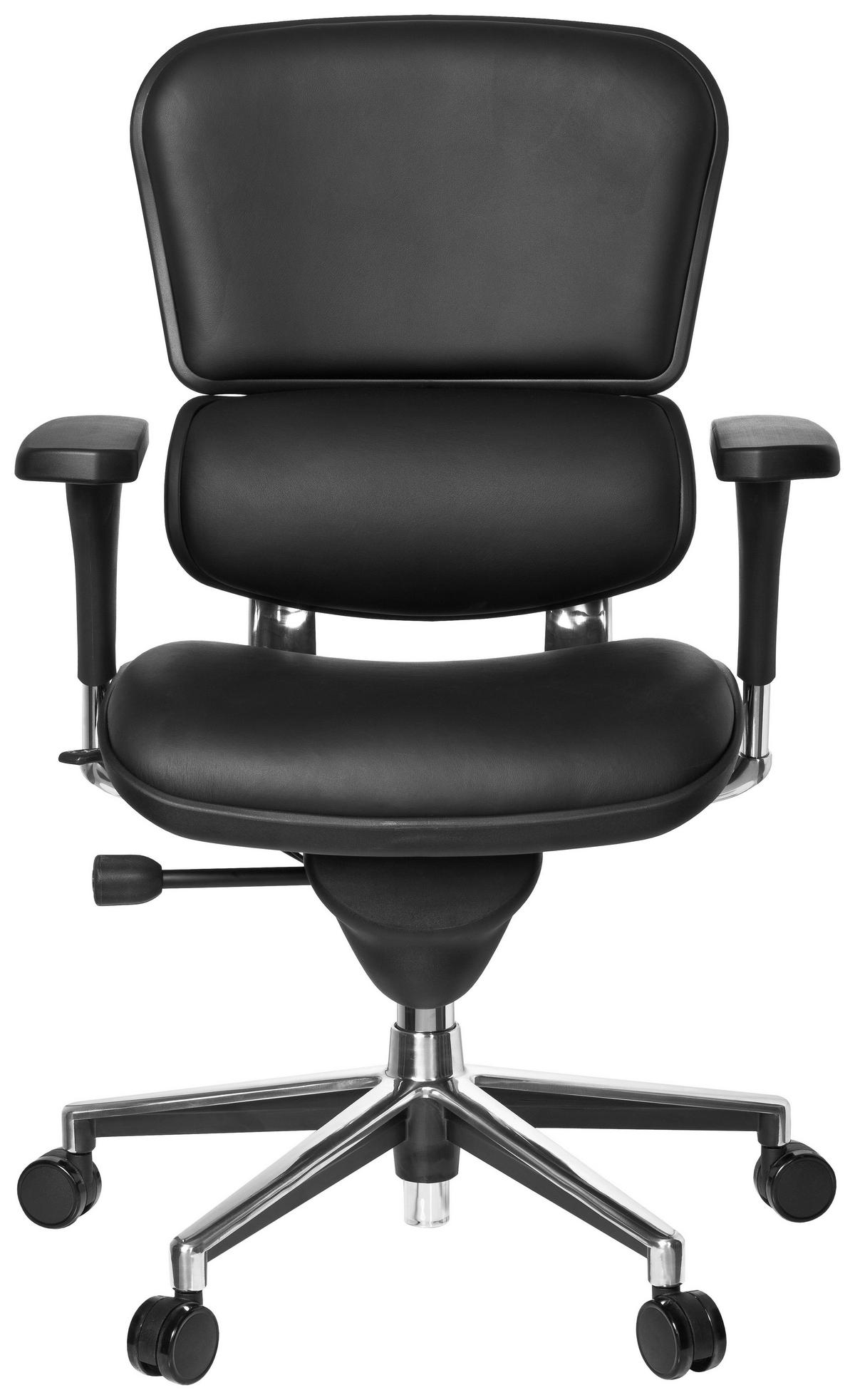 DREHSTUHL Lederlook Schwarz  - Chromfarben/Schwarz, MODERN, Leder/Kunststoff (61/120/48cm) - MID.YOU