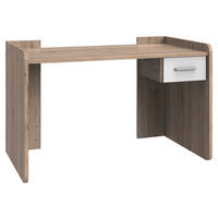 SKRIVBORD 124/70/77 cm vit, ek San Remo förvaringsutrymme, kan monteras spegelvänd  - vit/aluminiumfärg, Klassisk, trämaterial/plast (124/70/77cm) - Carryhome