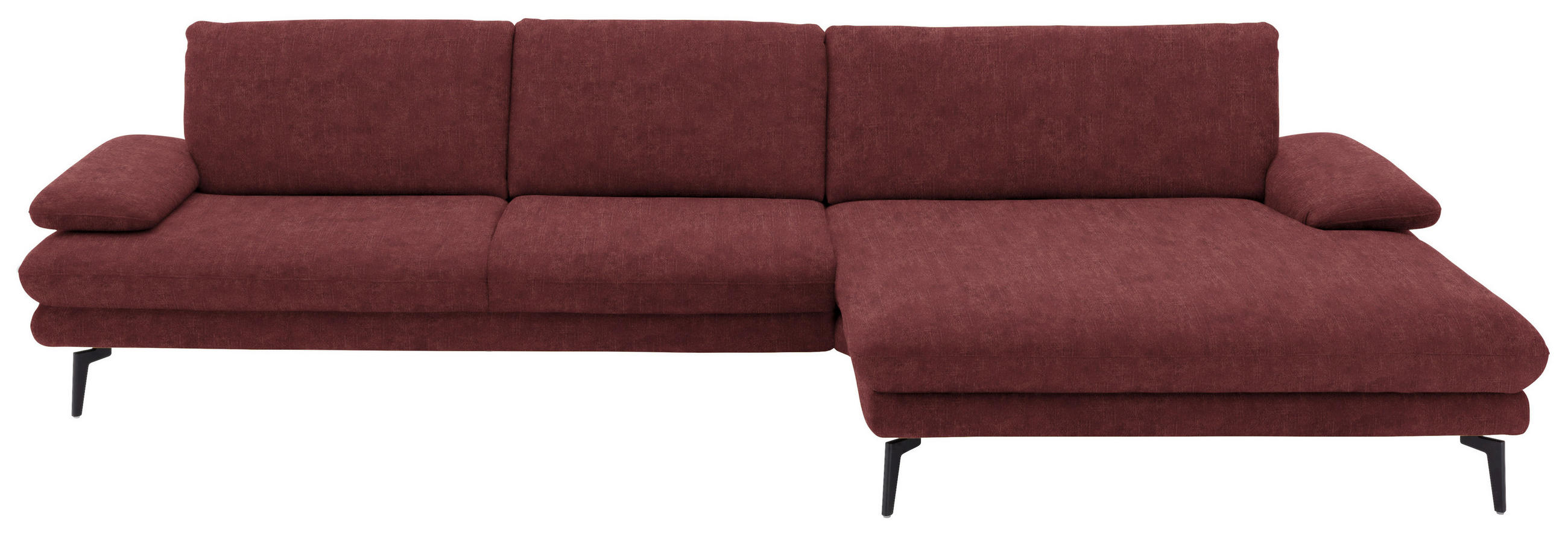 ECKSOFA in Velours Weinrot  - Weinrot/Schwarz, Design, Textil/Metall (310/180cm) - Dieter Knoll