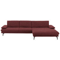 ECKSOFA in Velours Weinrot  - Weinrot/Schwarz, Design, Textil/Metall (310/180cm) - Dieter Knoll