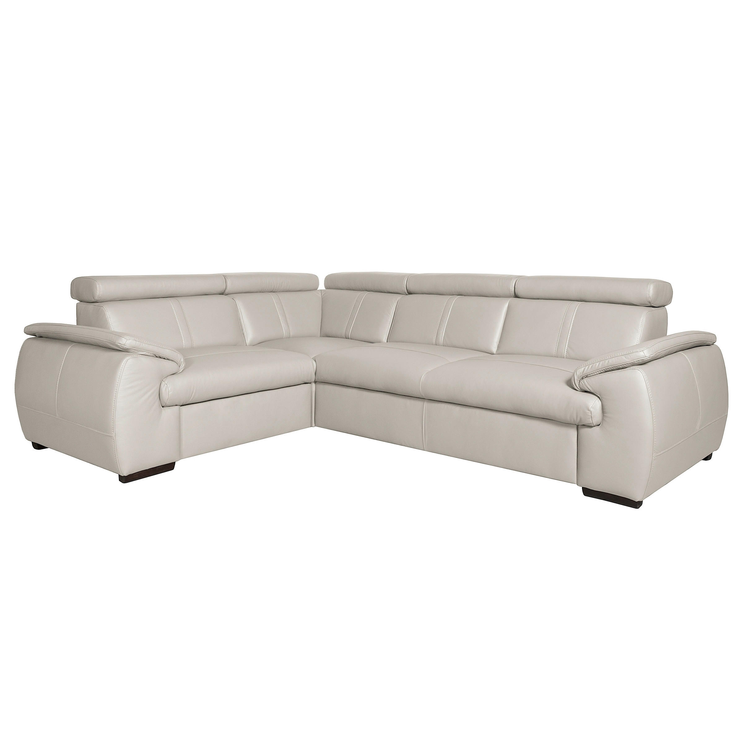 ECKSOFA  in Echtleder Platinfarben  193/265 cm  - Platinfarben/Wengefarben, Design, Leder/Holz (193/265cm) - Livetastic
