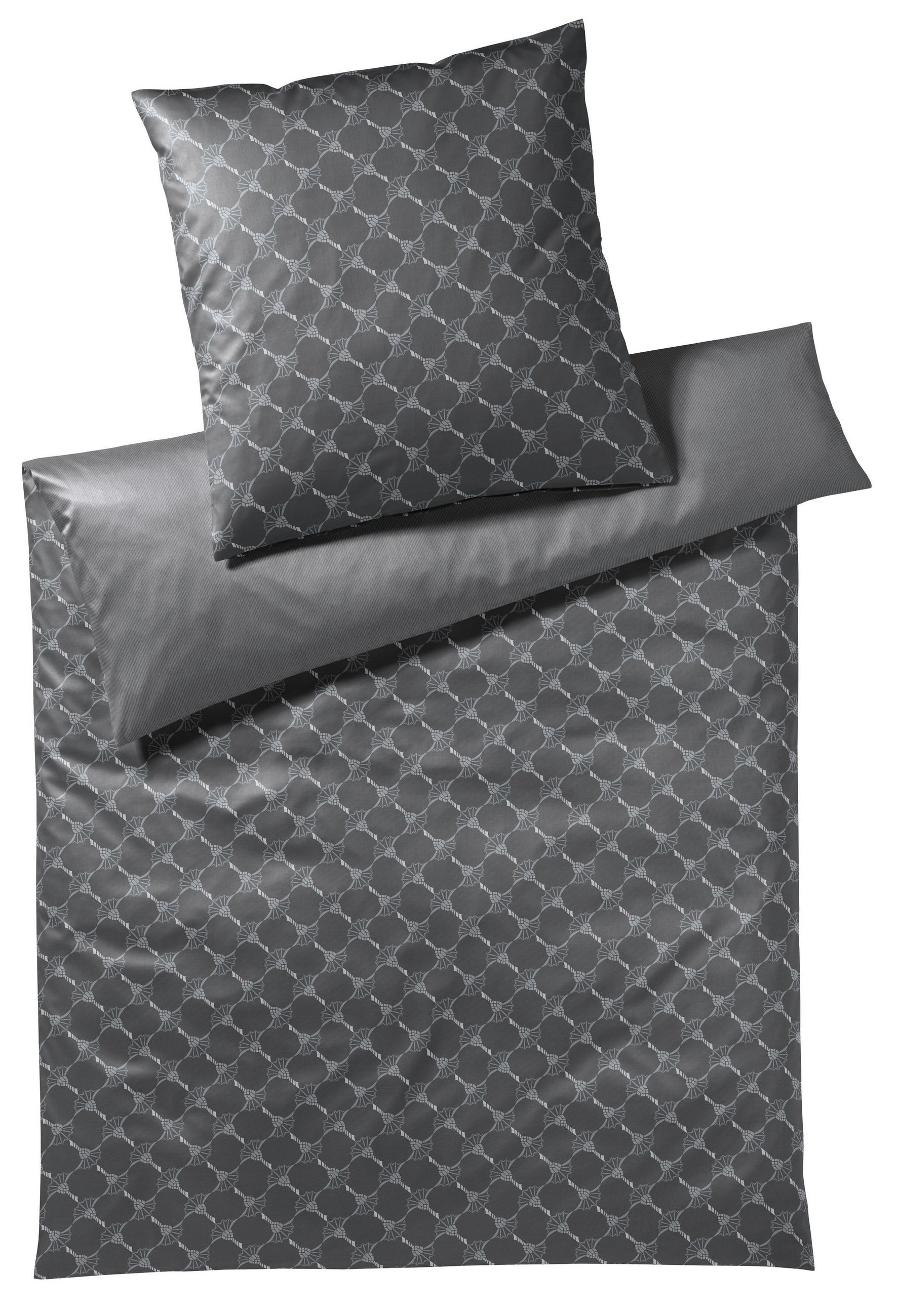 BETTWÄSCHESET Makosatin 160/210 cm  70 cm/50 cm  - Grau, Design, Naturmaterialien/Textil (160/210cm) - Joop!