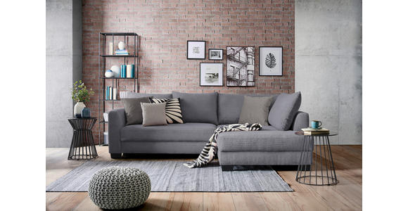 ECKSOFA in Cord Dunkelgrau  - Dunkelgrau/Schwarz, KONVENTIONELL, Holz/Textil (267/181cm) - Carryhome