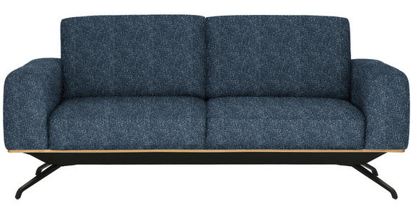 3-SITZER-SOFA in Struktur Blau - Blau/Schwarz, Design, Holz/Textil (196/85-104/95cm) - Novel