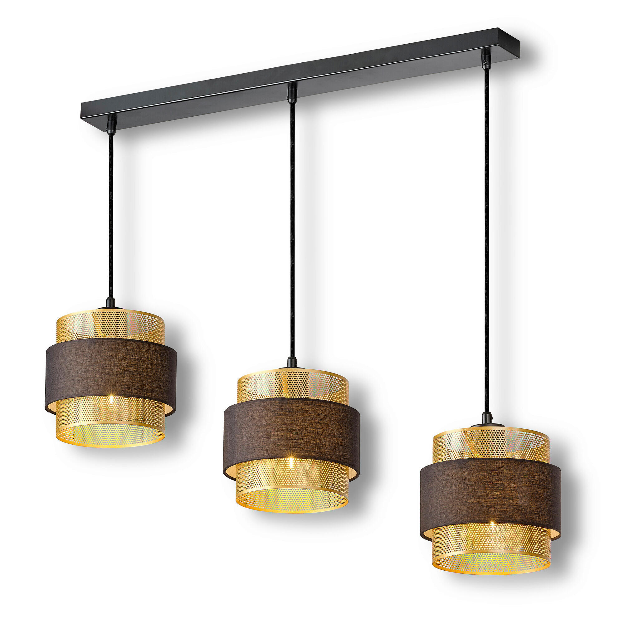 HÄNGELEUCHTE 78/18/150 cm  - Goldfarben/Schwarz, KONVENTIONELL, Textil/Metall (78/18/150cm) - Osram